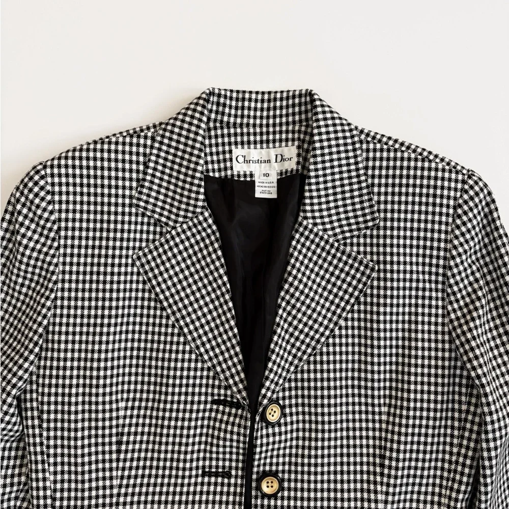 Vintage Christian Dior Lady Jacket in Black & White Houndstooth